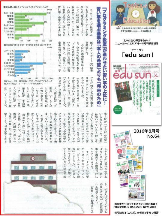 「edu sun」2016年8月号 No.64 掲載